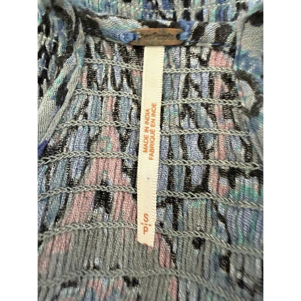 Free People Smocked Midi Dress Sz S Blue Paisley High Neck Sleeveless Boho Beach - Picture 12 of 12